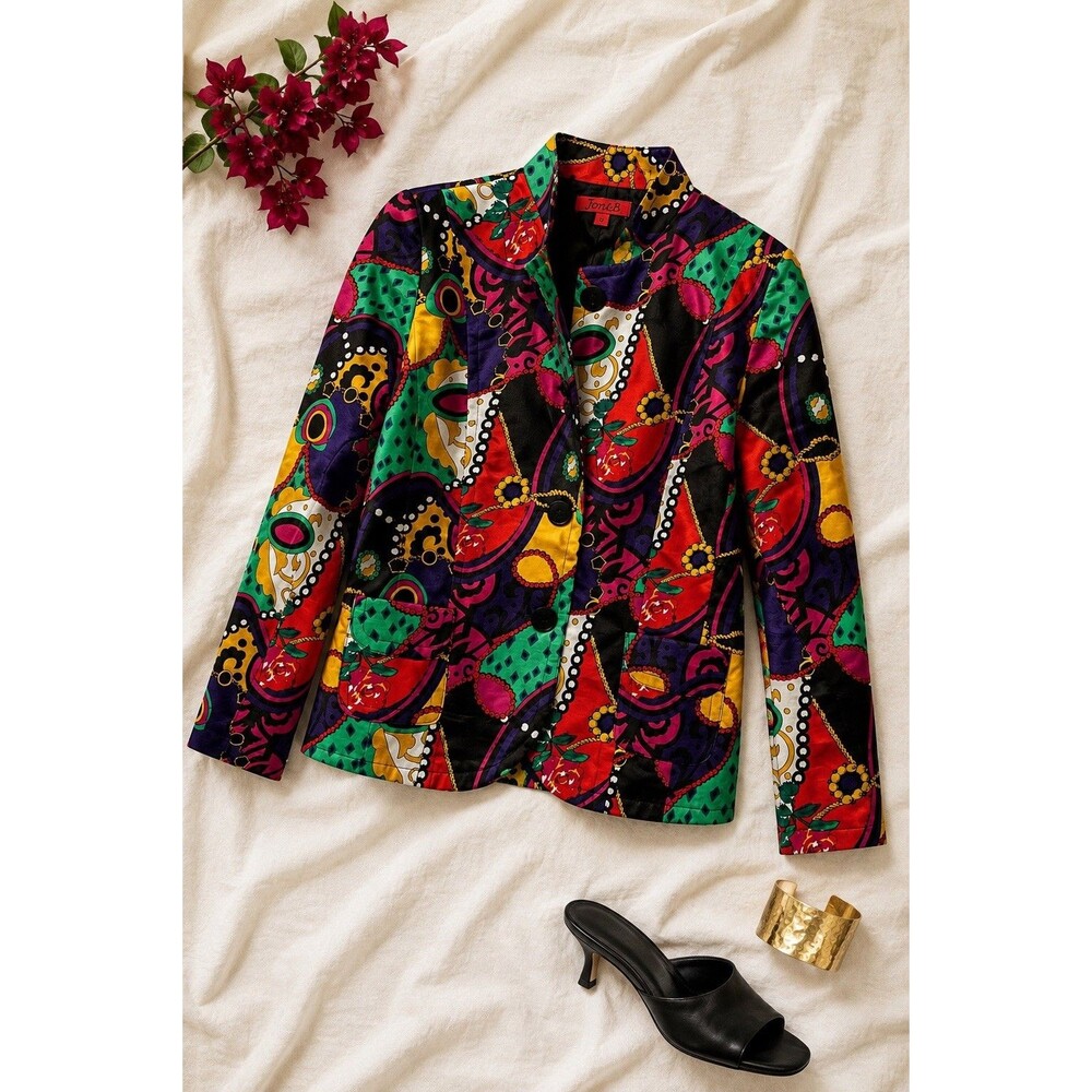 Vintage Joni B Baroque Scarf Print Blazer Small